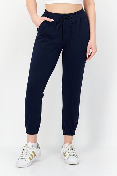 Market And Spruce Women Straight Leg Plain Jogger Pants, Navy Blue