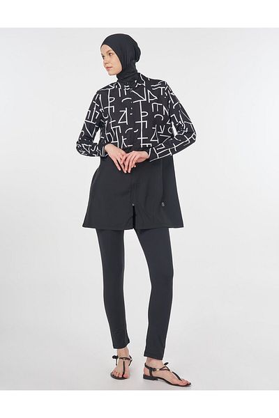Kayra Windbreaker Hijab Swimsuit Black