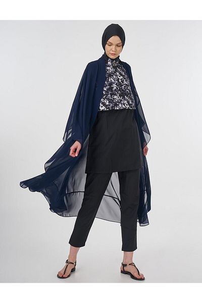 Kayra Chiffon Hijab Pareo Dark Navy Blue