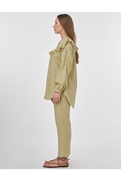 Kayra Frilly Double Muslin Set Mold Green