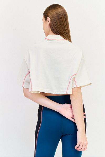 Reebok Women Sportswear Fit Short Sleeve Outdoor Cropped T-shirt, Off White