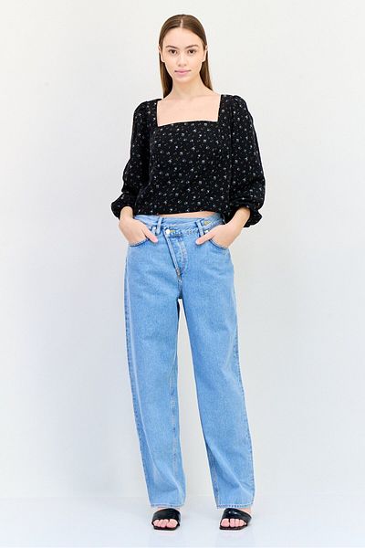 Levi's Women Square Neck Long Sleeves Allover Print Blouse, Floral
