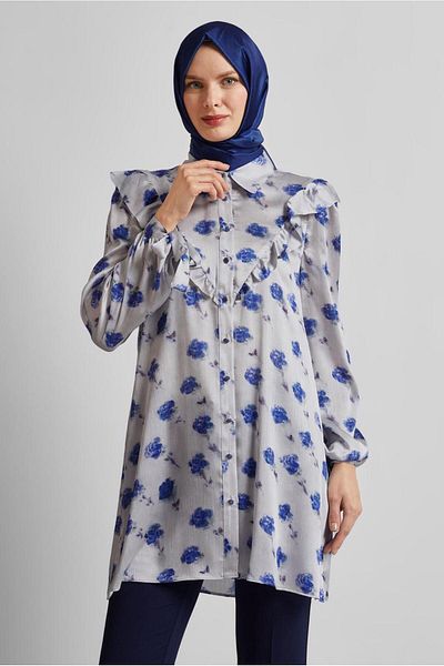 Alvina Patterned Satin Tunic 45410