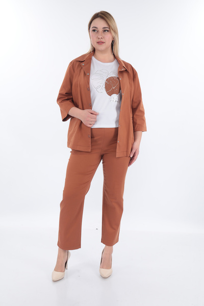 EXİTLİNE Women's Triple Suit Jacket Pants Tshirt