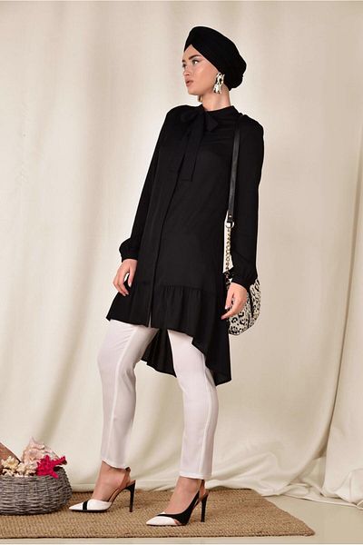 Alvina Lace-Up Pleated Tunic Skirt - 4066