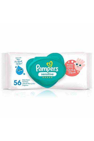 Pampers Sensitive Protect Baby Wipes with 100% Purified Water for Hands and Face 56 pcs