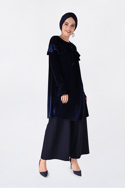 Alvina Velvet Tunic with Shoulder Volanes 4789