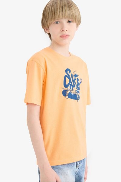 DeFacto Boy's Crew Neck Printed Short Sleeve T-Shirt E0179A825Hs