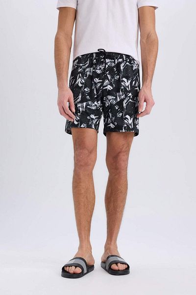 DeFacto DeFactoFit Regular Fit bedruckte, dehnbare, strukturierte knielange Sport-Meer-Shorts B5994AX25HS