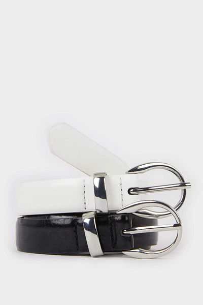 DeFacto Women's Faux Leather 2-Piece Casual Belt E7899Axns