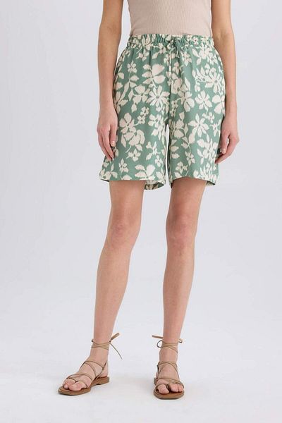 DeFacto Gemusterte Viskose-Shorts mit hoher Taille und weitem Bein L7411az25hs