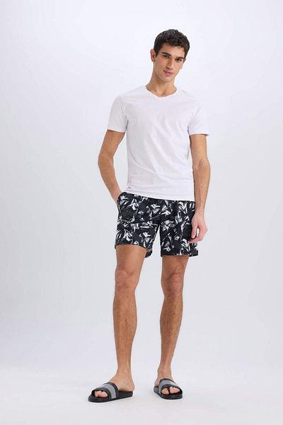 DeFacto DeFactoFit Regular Fit bedruckte, dehnbare, strukturierte knielange Sport-Meer-Shorts B5994AX25HS