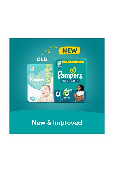 Pampers Rash Protection Taped Diapers, Size 4, 9-14kg, Giant Pack, 74 pcs