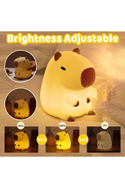 ZHTMFYZ Capybara Night Light - LED Silicone Squishy Animal Lamp, Dimmable Rechargeable Touch Nightlight