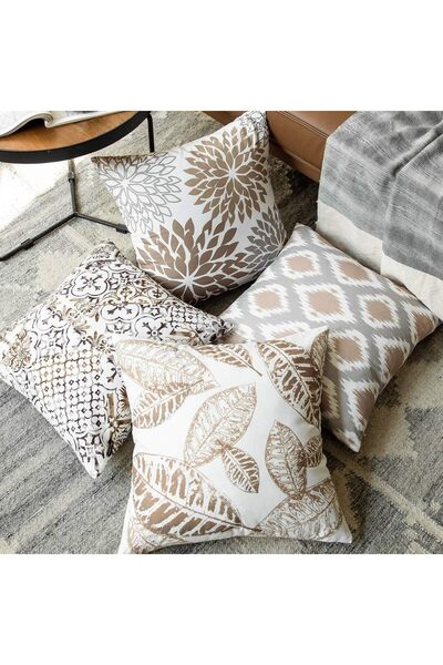 Tazweeq أغطية وسائد، سلسلة نيو ليفينج، 45 × 45 سم، مجموعة من 4 قطع