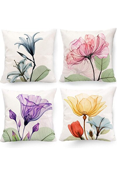 SYOSI Decorative Floral Pillow Covers 18 x 18 inches (Set of 4)