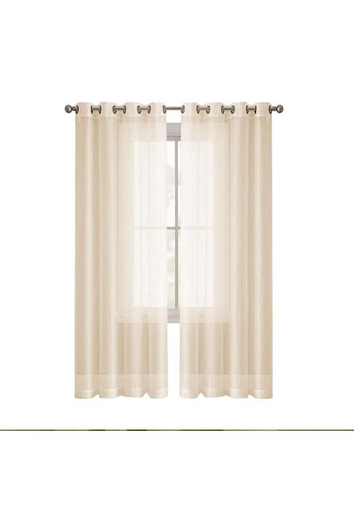 Generic Arabest Sheer Curtains, 2 Panels Semi Transparent Basic Rod Pocket Voile Window Curtain Panels for