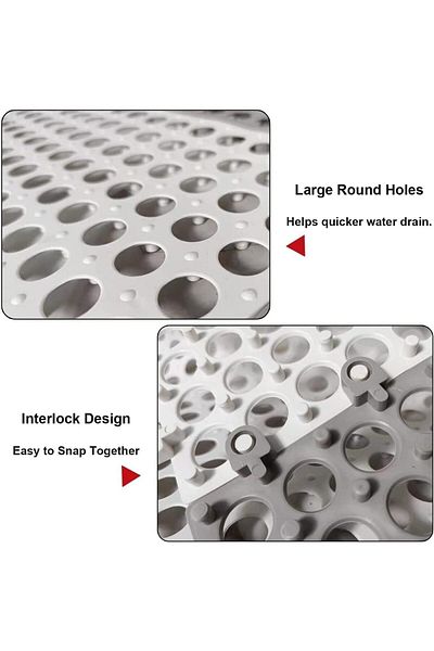 Generic Aputue Rubber Floor Tiles, 12 Pack Non-Slip Splicing Floor Drain Tile Mat with Holes, Soft PVC Bath