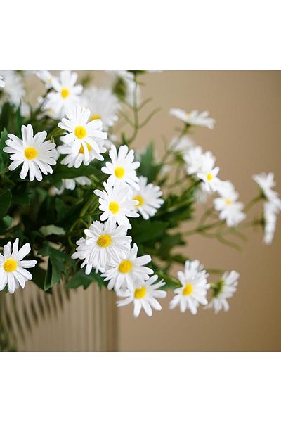 Generic Excefore 5 Pcs Artificial Cosmos Silk Flowers, White Gerber Daisy Floral Arrangements, Perfect for