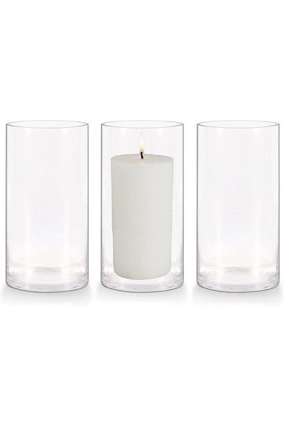Generic Keketin Set of 3 Glass Cylinder Vases,8 Inch Tall Clear Flower Vase,Decorative Floral Vase for Home
