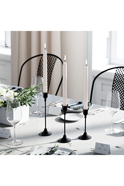 KASTWAVE Black Candle Holders for Taper Candles, Set of 3, Decorative Candlestick Holders for Weddin