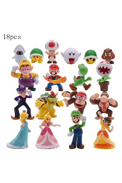 Takara Tomy 18pcs no box 18/48pcs/set Super Mario Bros PVC Action Figure Toys Dolls Model Set Luigi Yoshi Donke