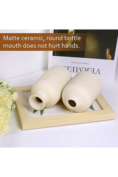 Generic Heifgott Beige Ceramic Vase Set-3 Small Flower Vases for Decor