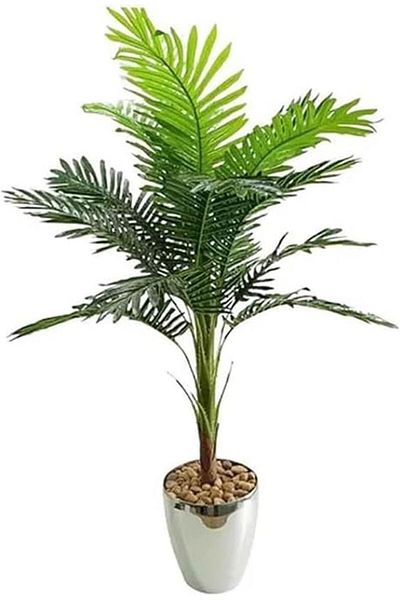 Generic شجرة نخيل اصطناعية من كو أرما، محاكاة طبيعية، مقاس 120×26×30، أخضر/فضي