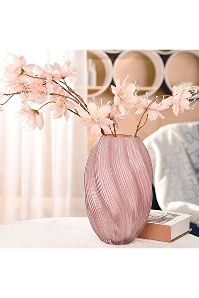 Qiccijoo Iridescent Crystal Glass Vase - Pink, 27cm