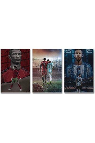 Today Idea ملصقات قماشية لنجوم كرة القدم كريستيانو رونالدو وليونيل ميسي - مجم...