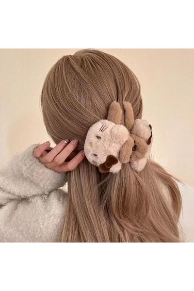 Choice Brown Sanrio Anime Hello Kitty Plush Hair Claw Shark Clip Barrettes Crab Hair Clips For Women Hairgr