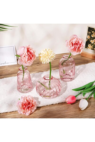 NALACAL Small Glass Vase Set of 3, Pink Bud Vases