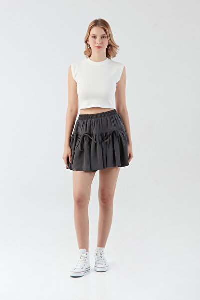 Fulla Moda Modal Skirt with Ribbon Detail and Ruffled Shorts