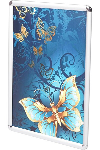Generic Wall Sticker with Frame - Blue Gold Butterfly