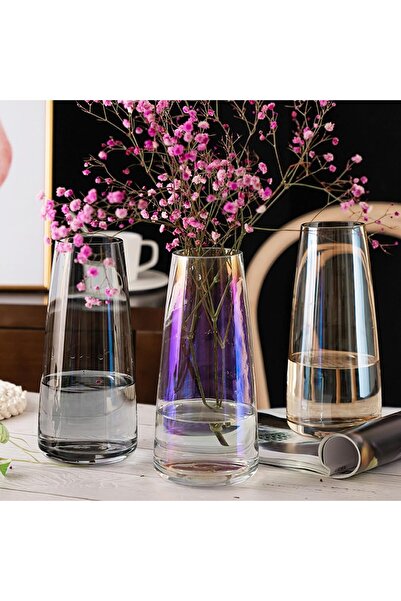 Qiccijoo Aurora Phantom Amber Glass Vase, 22.5cm Cylinder