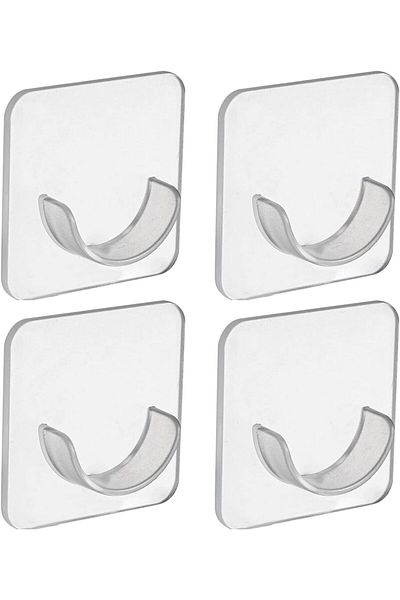 Generic JZS Adhesive Curtain Rod Holder Transparent Shower Curtain Rod Holder for Wall Adhesive Shower Rod