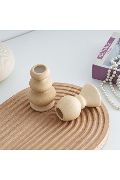 NALACAL Taper Ceramic Candle Holders, Matte Boho Knot Candlestick Holder Set (2 pcs)