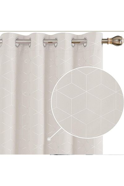 Generic Arabest Blackout Curtains, 2 Panels Decorative Diamond Foil Printed Thermal Insulated Privacy Prote