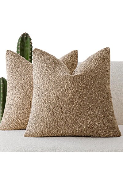 Foindtower أغطية وسائد مزخرفة من البوكليه، لون الجمل الصلب، مجموعة من قطعتين،...