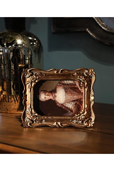 Generic إطار صور صغير عتيق من YULINK مقاس 2.5 × 3.5، إطار مزخرف باللون البرونزي الذهبي للطاولة والجدار