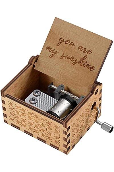 Arabest Crank Vintage Wooden Music Box, You Are My Sunshine Hand-Engraved Wed...