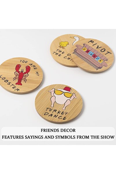 Generic Friends TV Show Bamboo Coasters Set of 6 with Holder