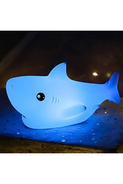 YHRY مصباح ليلي على شكل سمكة قرش للأطفال - مصباح ليلي من السيليكون قابل لإعاد...