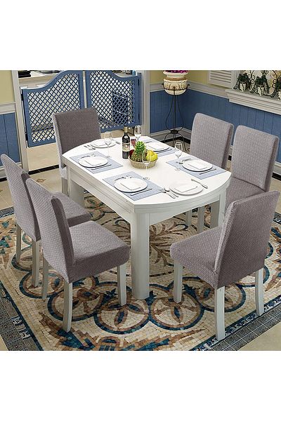 Generic PlorFox 100% Waterproof Dining Room Chair Cover Set of 6, Stretch Jacquard Parson Chair Slipcover R