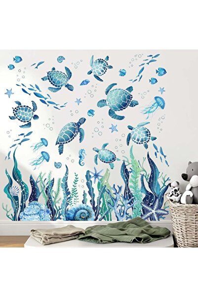 Amimagen Ocean Sea Turtle Wall Stickers - Under The Sea Marine Theme Seaweed ...