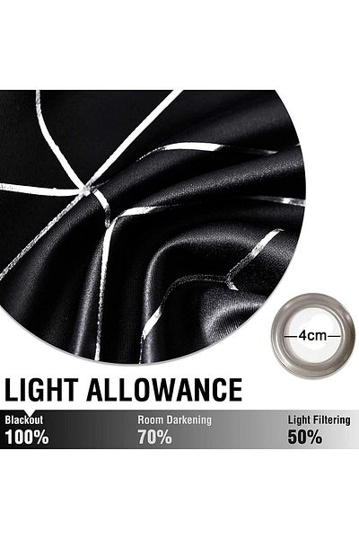 Generic Arabest Blackout Curtains, 2 Panels Decorative Diamond Foil Printed Thermal Insulated Privacy Prote