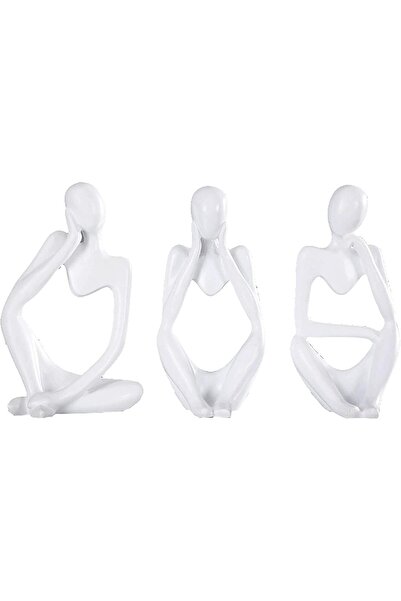 SULFAR Set of 3 Thinker Statues, White, Abstract Art Sculptures for Home Decor