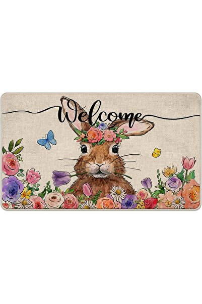 Generic Happy Easter Door Mat, Welcome Easter Bunny Rabbit Decorative Front D...
