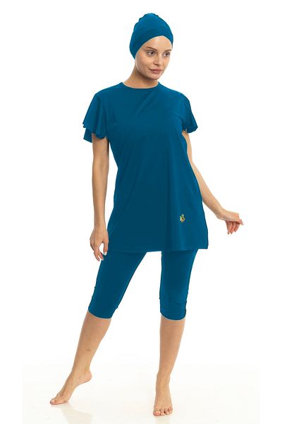 Differend Short Balloon Sleeve Semi-Hijab Swimsuit