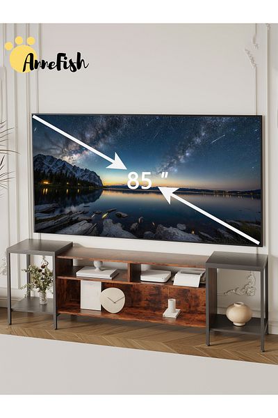 AnneFish TV Stand Table For TV Up To 85 Inch Modern Entertainment Center Industrial Media TV Console Table